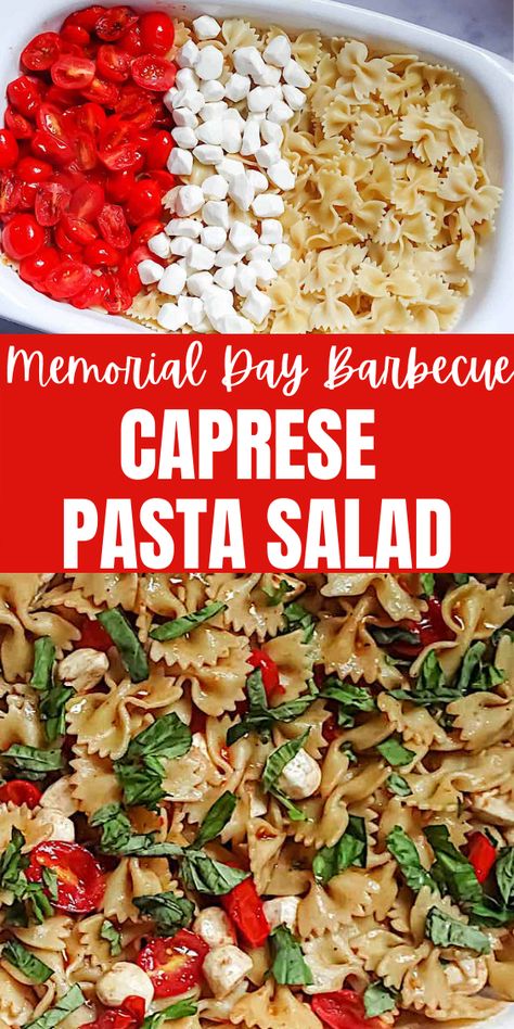 Caprese Pasta Salad Recipes, Spring Pasta Salad, Spring Pasta, Caprese Pasta Salad, Caprese Pasta, Salad Meal Prep, Salad Pasta, Tomato Mozzarella, Juicy Tomatoes