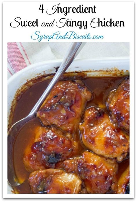 4 Ingredient Sweet and Tangy Chicken is a go-to chicken recipe using common ingredients and is one o the most popular recipes on Syrup and Biscuits. Originally published in 2011, it's been updated with new photos and a recipe video. Sweet And Tangy Chicken, Tangy Chicken, Turkey Dishes, Chicken Main Dishes, 4 Ingredient, Most Popular Recipes, Chicken Dishes Recipes, Dinner Is Served, Chicken Dinner Recipes