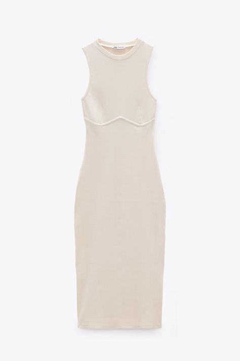 Zara Shop, Ribbed Dress, Straight Neckline, Ulzzang Fashion, Ribbed Dresses, Bandeau Top, Zara United States, Zara Dresses, Dress Details