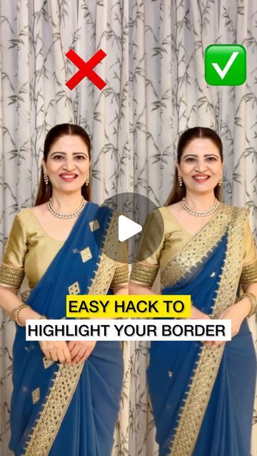 Heena Gehani on Instagram: "To highlight the border of your saree, here is a quick hack to create pallu pleats that draw attention to the intricate design. 
This simple technique allows you to showcase the beauty of your saree’s edge while adding a touch of elegance to your overall look.
This saree is a perfect pick for your festive and wedding occasions 
Received this saree from @thehanger.in 

Check their page @thehangr.in for more such amazing collection.
.
.
.
#sareedraping #saree #sareelove #sareetips #sareedrape #openpallu #sareetutorial #sareedrapist #sareeforbeginners #sareehack #thehangr #sarees #blouses" Saree Collection For Wedding, Pleats Sleeves Blouse, Same Saree Same Blouse Design, Blouse Design For Border Saree, Saree Pleats Styles, How To Wear Perfect Saree, Saree Pallu Draping Styles, Blouse Design For Designer Saree, Open Pallu Saree Draping