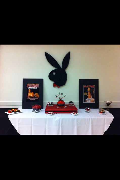 Playboy Bunny Theme Party Birthdays, Playboy Party Decorations Ideas, Playboy Bunny Party Theme, Playboy Birthday Party Ideas, Playboy Party Ideas, Playboy Theme Party, Playboy Bunny Party, 18th Party Themes, Bunny Birthday Theme