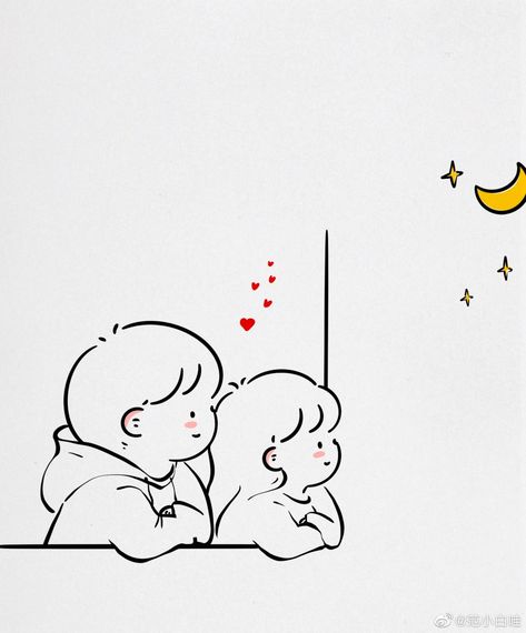 𝙲𝚁𝙴: 范小白哇 Drawing Of Love Couples, Cute Drawings Of Love Couples, Cute Small Drawings Love, Love Doodles Couples, Cute Love Doodles Couples, Cute Couple Doodles, Couple Doodle, Cute Small Drawings, Drawings For Boyfriend