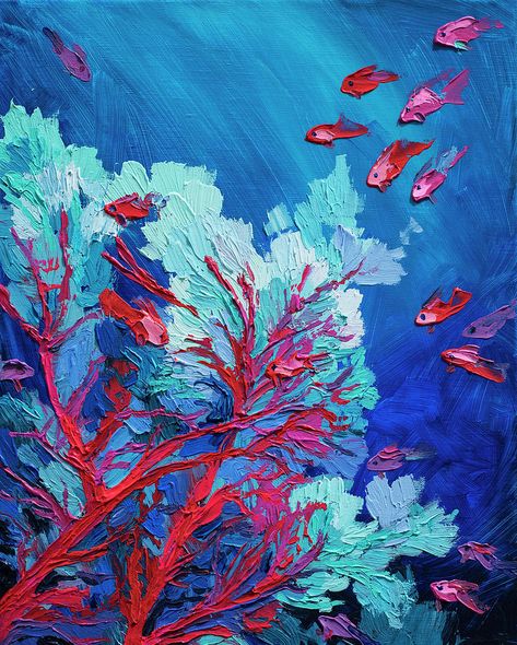 Fish Tank Painting, Ocean Painting Ideas, Aquatic Painting, Underwater Painting, Gcse Art Sketchbook, Abstract Painting Techniques, Easy Love Drawings, Gouache Art, Oil Pastel Drawings