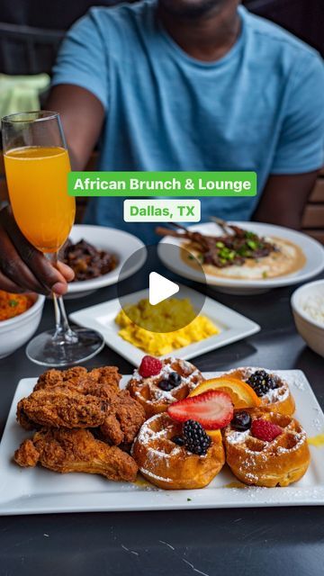 Dallas Lifestyle Blogger on Instagram: "🥞 African Brunch Lounge in Dallas, TX 🧇  We found one of the best lounge in Dallas to get brunch and African food. @fusionvibes1 has a beautiful ambience in the lounge and live music. Make sure to make reservations in advance. Brunch is Saturday & Sunday 11am-4pm.   🍛 Caribbean oxtail + rice 🍚 Jollof Rice  🍖 Grilled lamb & Grits 🍗 Chicken & Waffles 🧇   Fusion Vibes Kitchen + Lounge 100 S Central Expy Suite 49-50, Richardson, TX 75080  Follow @ourdallasadventure for more things to do in Dallas .⠀⠀⠀⠀⠀⠀⠀⠀⠀  . . . . #dfwfood #dfwfoodie #dfwfoodies #dfwfoodblogger #dallasbloggerfood #foodie😍 #dallasbloggerfoodie #dallasblogger #yummy #dfwblogger #downtowndtx #downtowneats #blackfood #blackfoodbloggers #blackfoodie #blackfoodies #blackfoodlife #bla African Brunch, Things To Do In Dallas, Promise Land, Chicken Waffles, Jollof Rice, Grilled Lamb, Kitchen Lounge, Black Food, Chicken And Waffles