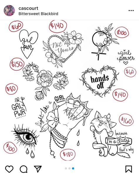 Bratty Tattoo, Small Feminist Tattoos, Wild Heart Tattoo, Aaa Tattoo, Feminist Tattoos, Feminist Tattoo, Tiny Tats, Flash Ideas, Flash Designs