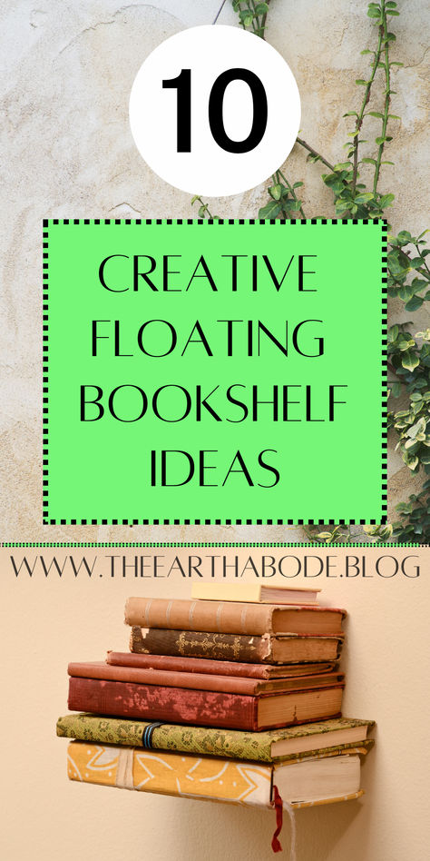 These innovative shelving solutions not only provide a stylish way to display your favorite books and decorative items but also minimize environmental impact by utilizing sustainable materials and space-saving designs. In this comprehensive guide, we'll explore ten creative floating bookshelf ideas that will elevate your home decor while promoting sustainability and eco-conscious living. Read more on The Earth Abode blog. Diy Floating Books, Creative Ways To Display Books, Floating Bookshelf Ideas, Hanging Bookshelf Ideas, Bookshelves Aesthetic, Invisible Bookshelf, Hanging Bookshelves, Floating Books, Bookshelf Ideas