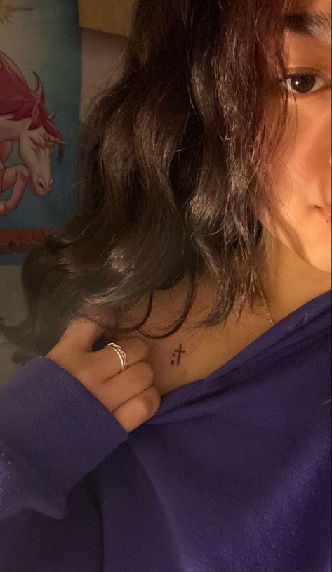 #tattoo #semicolon #cross Tattoo Semicolon, Semicolon Tattoo, Cross Tattoo, Take A, Take That, Tattoos