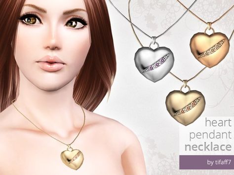 tifaff7's Heart Pendant Necklace Sims 3 Cc Jewelry, Sims 4 Cc Heart Necklace, Sims 3 Cc, Sims 3 Cc Finds, Sims 4 Cc Makeup, Sims 4 Cc Skin, Free Sims, Sims Ideas, Female Jewelry