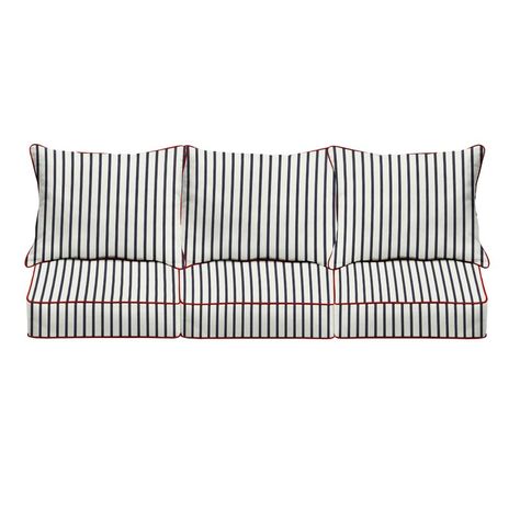 Birch Lane Corley Deep Seating Indoor/Outdoor SunbSeat/Back Cushion & Reviews - Wayfair Canada Black Outdoor Cushions, Striped Outdoor Cushions, Outdoor Sofa Cushions, Deep Seated Sofa, How To Clean Pillows, Outdoor Loveseat, Outdoor Seat Cushions, Outdoor Seat, Backyard Living