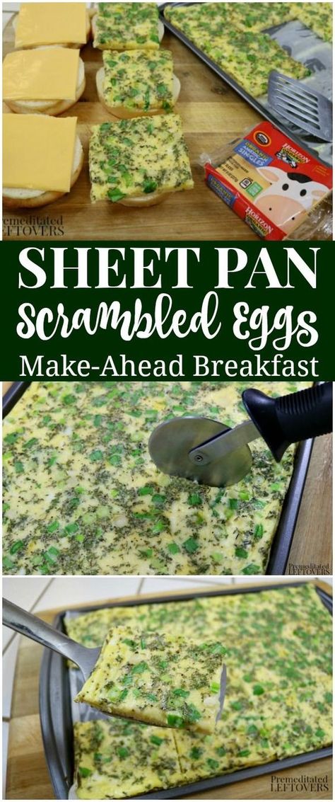 This quick and easy recipe for Sheet Pan Scrambled Eggs is perfect for busy mornings. These make-ahead eggs can also be made into an egg muffin sandwich. Simple Sheet Pan Eggs Recipe and make-ahead breakfast sandwich recipe. Sheet Pan Scrambled Eggs, Freezer Eggs, Muffin Sandwich, Sheet Pan Eggs, Scrambled Eggs Recipe, Breakfast Sandwich Recipes, Make Ahead Breakfast Sandwich, Egg Muffin, Healthy Eggs