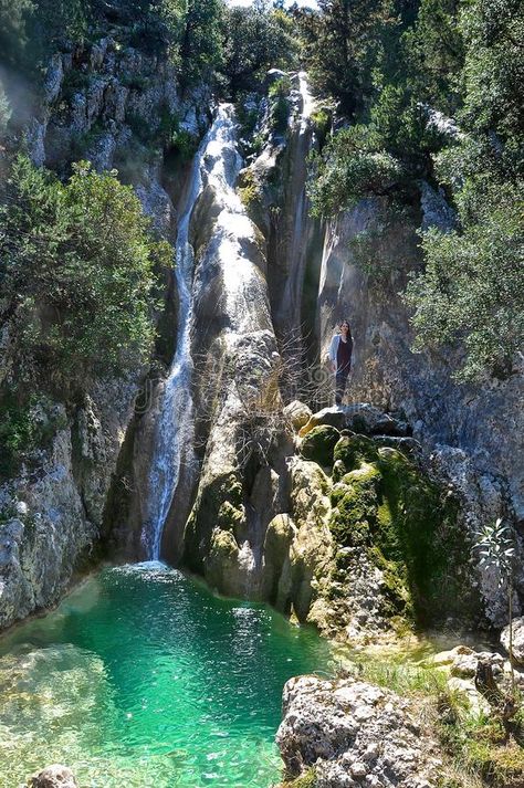 The Potistis waterfall in south Kefalonia island, Ionian islands, Greece. The Po , #AFF, #island, #Ionian, #islands, #Kefalonia, #Potistis #ad Island Hopping Greece, Kefalonia Greece, Greek Island Hopping, Greek Travel, Green Island, Greece Trip, Water Fall, Beautiful Water, Dream Travel Destinations