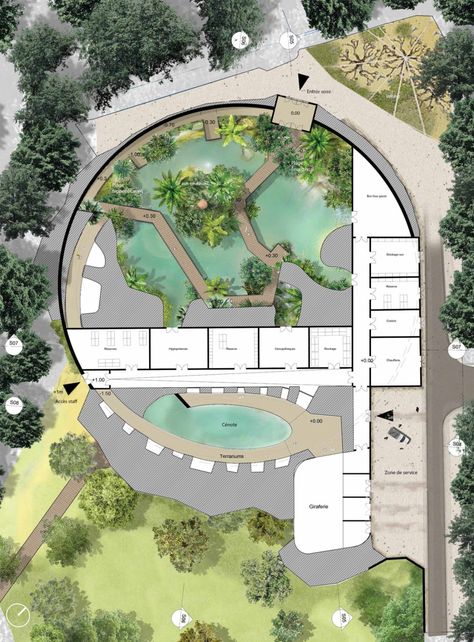 Zoo Concept Design, Modern Zoo Architecture, Modern Zoo Entrance, Zoo Architecture Concept, Zoo Planet Ideas, Zoo Design Architecture, Zoo Habitats Design, Zoo Entrance Ideas, Zoo Blueprints