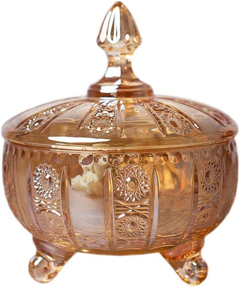 Sizikato Relief Crystal Glass Candy Dish with Lid, Wedding Decor Candy Buffet Jar Food Jar 4.7"L x 4.7"W x 5.5"H #ad Candy Buffet Jars, Jar Food, Wedding Buffet, Decoration For Living Room, Study Bedroom, Glass Candy Dish, Food Jar, Candy Bowl, Glass Candy