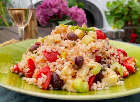 Just wanted to share this delicious recipe from Lidia Bastianich with you - Buon Gusto! “Antipasto” Rice Salad Antipasto Rice Salad, Lidia Bastianich Recipes Soups, Lidia’s Kitchen Recipes, Lidias Kitchen Recipes, Lidia Bastianich Recipes Lydias Italy, Risotto Salad, Lidias Kitchen, Lidia Bastianich Recipes, Italian Rice Salad