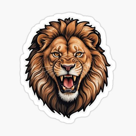 "The lion Head" Sticker for Sale by OlvadDesigns | Redbubble Lion Doodle, Lion Sticker, The Lion King 1994, Wallpapers Cartoon, Aari Blouse, King Of The Jungle, Detailed Illustration, Lion Art, Cool Wallpapers Cartoon