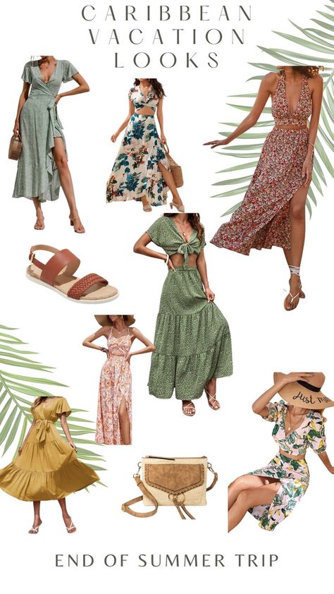 Puerto Rico Vacation Outfits, Caribbean Vacation Outfit, End Of Summer Outfits, Caribbean Dress, Caribbean Party, Caribbean Outfits, Caribbean Vacation, Caribbean Style, Flowy Dresses