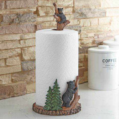 PRICES MAY VARY. 60 Day No Hassle Returns A Black Forest Decor Exclusive - Add a charming woodland accent to your kitchen with this adorable polyresin paper towel holder featuring an adventurous pair of tree climbing bears.A Black Forest Decor Exclusive Padded Base 7.2"W x 7.1"D x 14.25"H Polyresin Construction Bear Cub Topper Black Bear Decor, Tre Kunst, Rustic Paper, Black Forest Decor, Woodland Bear, Rustic Kitchen Design, Rustic Cabin Decor, Bear Decor, Rustic Kitchen Decor