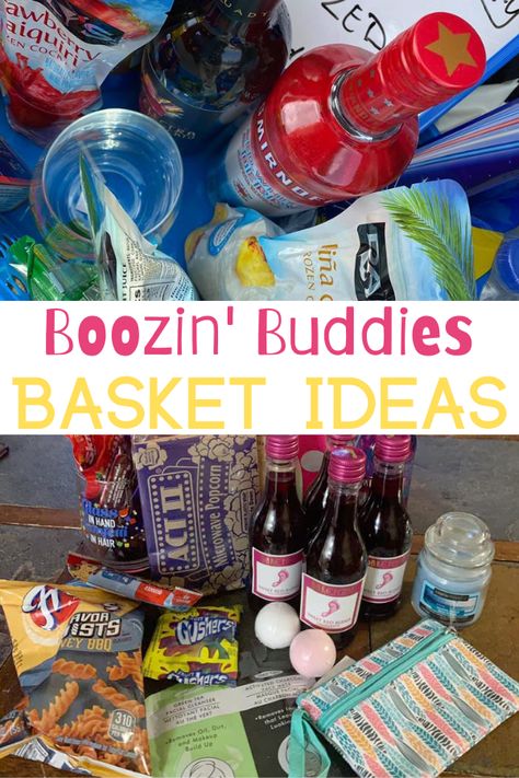 Boozin' buddies basket ideas, you've been boozed! How to Booze someone. Boozed baskets, what to put in a boozed basket. Christmas Booze Basket, Booze Gift Basket Ideas, Booze Fairy Ideas, Youve Been Boozed Basket, Boozed Basket, Alcohol Baskets, Basket Of Cheer Ideas Alcohol, Booze Basket Ideas Fun, You've Been Boozed Ideas