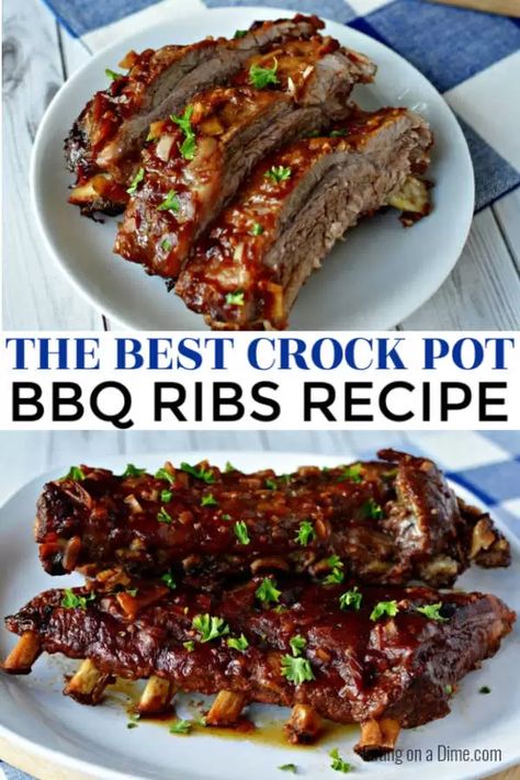 Crockpot Ribs Easy, Crockpot Bbq Ribs, Best Ribs Recipe, Slow Cooker Pork Ribs, Slow Cooker Ribs Recipe, Bbq Ribs Recipe, Crock Pot Bbq, Slow Cooker Bbq Ribs, Bbq Recipes Ribs