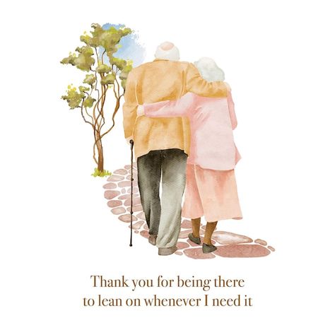 Happy Old People, Watercolor Character, Floral Print Wallpaper, Walking In The Park, National Grandparents Day, Couple Walking, Watercolor Flowers Tutorial, Nature Watercolor, Growing Old Together