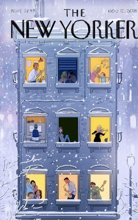 The New Yorker Magazine, Pascal Campion, Art Stories, New Yorker Magazine, New Year Illustration, New Yorker Covers, Building Illustration, Christmas Cover, Advent Calenders