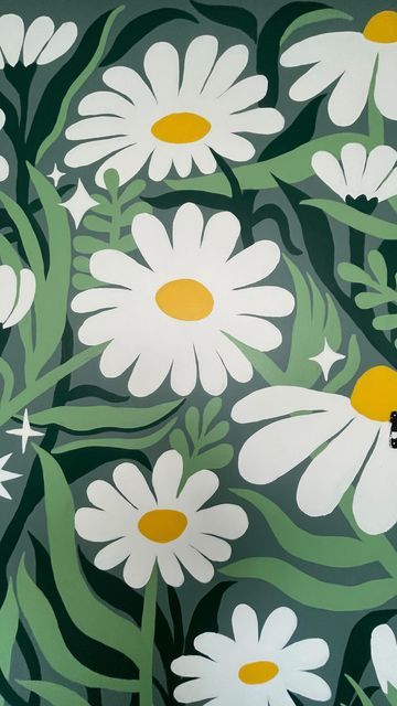 Daisy Mural, Chill Room Ideas, Playroom Mural, Wall Murals Diy, Garden Mural, Kids Room Murals, Flower Mural, Murals For Kids, Daisy Painting