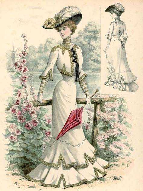 1902 Fashion, 1904 Fashion, 1900 Fashion Plate, 1901 Fashion, Edwardian Day Dress, 20’s Fashion, 1909 Fashion, Edwardian Fashion Plates, Edwardian Era Fashion