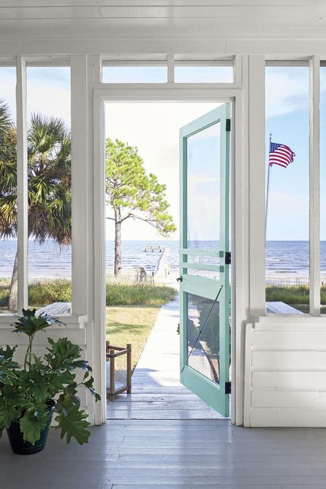 Canada Dream, Florida Beach Cottage, Thomasville Georgia, Beautiful Beach Houses, St Teresa, Painted Patio, Dream Beach Houses, Screen Doors, Pastel Decor