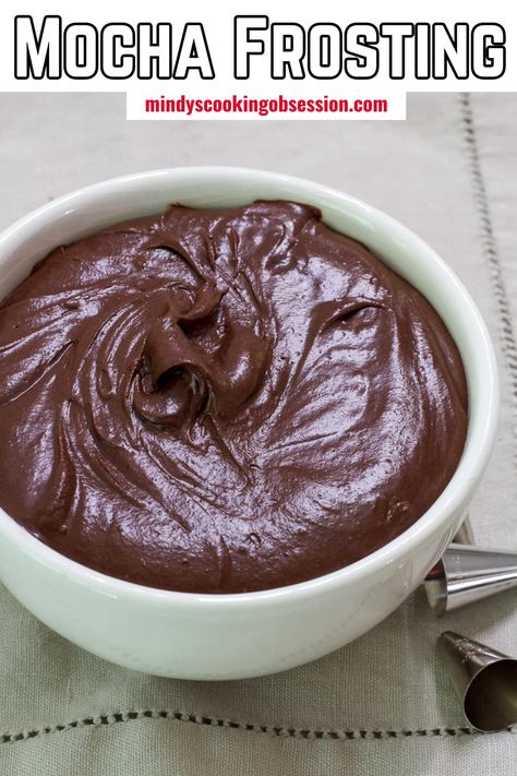 Best Mocha Frosting Recipe (chocolate + coffee!) - Mindy's Cooking Obsession Chocolate Coffee Frosting, Mocha Frosting Recipe, Chocolate Cake Icing, Coffee Frosting, Homemade Frosting Recipes, Mocha Frosting, Coffee Mocha, Mocha Cake, Cake Filling Recipes