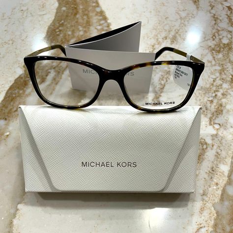 Woman’s Nwt Michael Kors Dark Tortoise, Eyeglass Frames. Comes With The Eyeglasses, Case And Cleaning Cloth. These Eyeglass Frames Offers, Glamor & Sophistication. Mk Eyewear Collection Reveals A Designers Unfailing Eye For Timeless Chic. States “Michael Kors” On Each Arm Of Eyeglasses. Just Take Them To Your Optic Store With Your Prescription For Your Lenses To Be Placed. Black Frame Glasses Women, Prescription Glasses For Women, Cat Eyeglasses, Glasses Ideas, Glasses Frames For Women, Michael Kors Glasses, Designer Eyeglass Frames, Michael Kors Eyeglasses, Prescription Glasses Frames