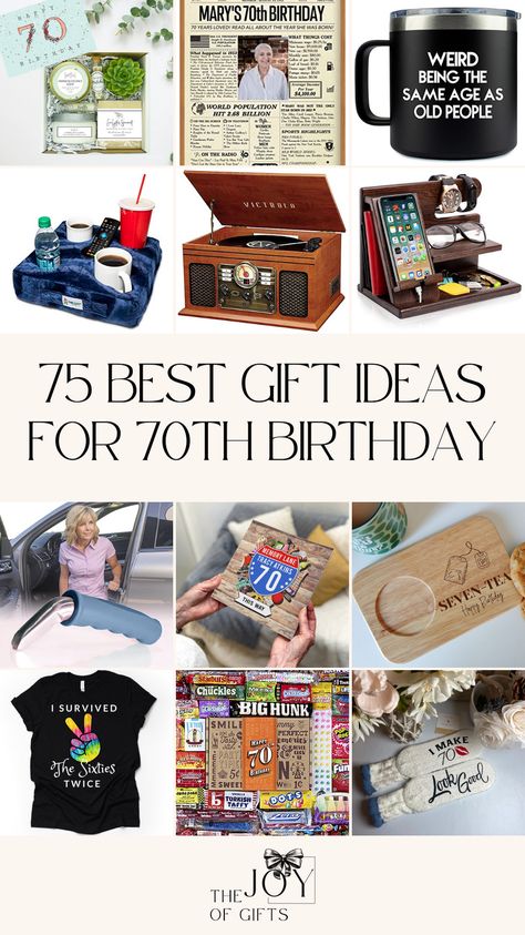 Are you looking for a great 70th birthday gift? Get inspired with these 75 gift ideas for seniors on The Joy of GIfts! You'll find sentimental gifts for 70th birthday, personalized 70th birthday gift ideas, useful gifts for seniors, and many more! 70 Surprise Birthday Ideas, 70 Things For 70th Birthday, 70th Gift Ideas, Mum 70th Birthday, Birthday Gifts For 70th Birthday, 70 Gifts For 70th Birthday, 70th Bday Gift Ideas For Mom, February Birthday Gift Ideas, 70th Birthday Gifts Men