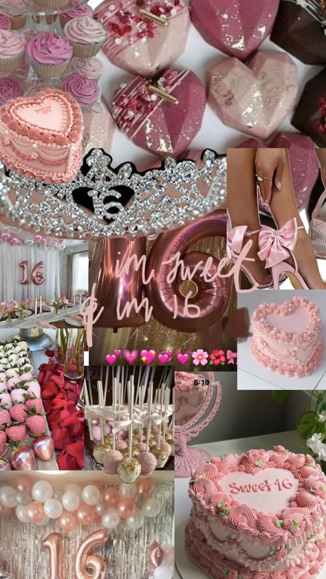 sweet 16 inspo Sweet Sixteen Party Color Schemes, Sweet Sixteen Wallpaper, Sweet 16 Party Themes Color Schemes, Sweet Sixteen Color Schemes, Sweet 16 Inspo Party Theme, Sweet Sixteen Theme Ideas, Sweet 16 Pink Party, Sweet 16 Ideas Pink, Sweet 16 Checklist