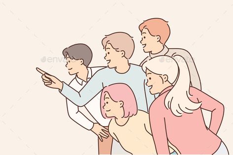 Group of People Point Finger to Side and Look at Pointing Finger Drawing, Group Of People Drawing, How To Draw Fingers, Disney Movie Art, People Group, Pointing Fingers, Sketches Of People, Doodles Drawings, Design Illustrations