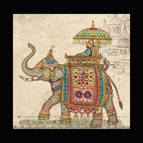 Revered in religion and respected for their prowess in war, elephants have been depicted in mythology, popular culture and portrayed in… Elephant Collage, Indian Elephant Art, Rajasthani Art, Elephant Illustration, Art Greeting Cards, Persian Miniature, Bug Art, Indian Elephant, Indian Folk Art