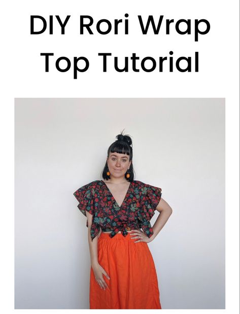 Kimono Crop Top Pattern, Wrap Top Tutorial, Diy Daisy, Kimono Crop Top, Fashion Queen, Bias Binding, Diy Tutorials, Tutorial Diy, Ruffled Sleeve Top