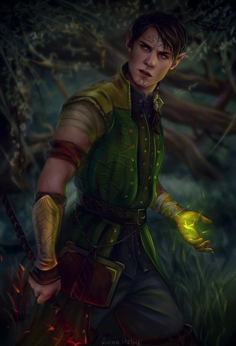 Dalish Elf, Da Inquisition, Arcane Trickster, Male Elf, Elf Characters, Wood Elf, Dragon Age Inquisition, Dungeons And Dragons Characters, Fantasy Male