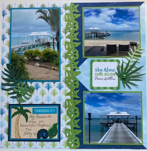 Scrapbook Page Border Ideas, Beach Theme Scrapbook Pages, Travel Scrapbooking Ideas Layout, Hawaii Scrapbook, Cruise Scrapbook Pages, Baseball Scrapbook, Summer Scrapbook Layouts, Beach Scrapbook, Scrapbook Gallery