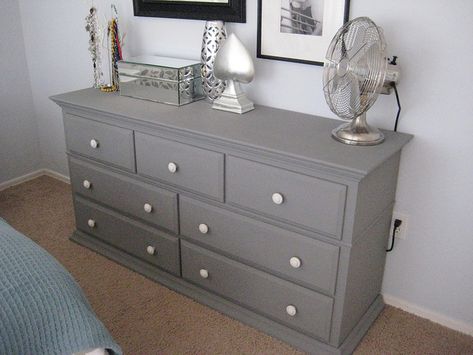 Thinking about painting my bedroom furniture gray... Gray Dresser, Pine Bedroom, Pine Bedroom Furniture, Grey Bedroom Furniture, Bedroom Furniture Makeover, Grey Dresser, Painted Bedroom Furniture, Trendy Bedroom, Bedroom Dressers