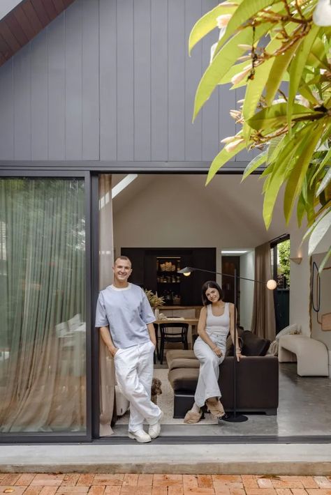 Federation-style The Block 2023, Rustic Beach House, Weatherboard House, Tile Steps, Timber Vanity, Beachy Aesthetic, Painted Vans, Earthy Home, Modern Extension