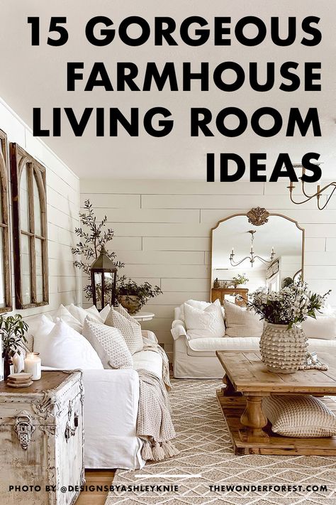 15 Gorgeous Farmhouse Living Room Ideas - Wonder Forest Barnyard Living Room Decor, Bohemian Farmhouse Living Room Ideas, Elevated Farmhouse Decor, Light Blue And Neutral Living Room, Rustic Farmhouse Living Room Decor French Country Shabby Chic, Organic Farmhouse Bedroom, Cozy Farmhouse Living Room Decor, Cottage Living Rooms Cozy Vintage, Farmhouse Gray Living Room