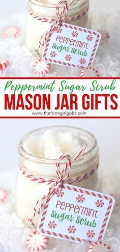 Diy Peppermint Sugar Scrub, Peppermint Sugar Scrub, Peppermint Scrub, Mason Jar Gift, Peppermint Sugar Scrubs, Vicks Vapor, Salt Scrubs, Mason Jar Christmas Gifts, Diy Gifts To Make