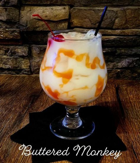 The West End - DRINK OF THE WEEK 
👇
BUTTERED MONKEY... Buttered Monkey Drink, Buttered Monkey Cocktail, Monkey Cocktail, Banana Cocktail, Banana Cocktails, Drink Of The Week, Banana Liqueur, Whipped Vodka, Monkey Birthday Parties