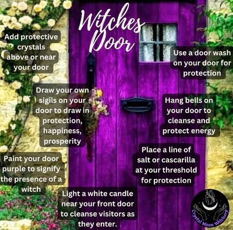 Front Door Witchcraft, Purple Doors Front House Meaning, Dark Purple Door, Witch Protection Front Door, Witches Front Door, Front Door Protection Spell, Witchy Purple Front Door, Purple Door Meaning, Purple Front Door Meaning