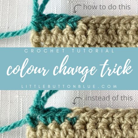 Change Colour Crochet, Changing Colours In Knitting, Crochet Tricks And Tips, Colour Change Crochet, How To Change Colour In Crochet, How To Change Colours When Crocheting, How To Change Colors In Crochet, Crochet Tricks, Knitting For Dummies