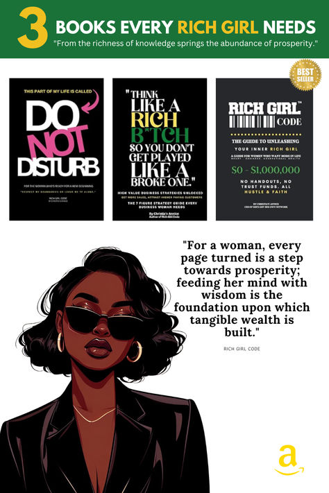 Books hold the secrets to success and abundance. Learn from the masters and boss up in silence. You got this babe! #amazonbestsellers #amazonbooks #richgirls #richgirlera #startingabusiness #womenempowerment #millionairelifestyle #wealthywomen #millionairemindset #richgirlsread #mentallyprepared Girl Code Book, Boss Babe Books, Girly Aesthetics, Entrepreneurship Books, Boss Chic, Faceless Marketing, Empowering Books, Wealthy Women, Recommended Books