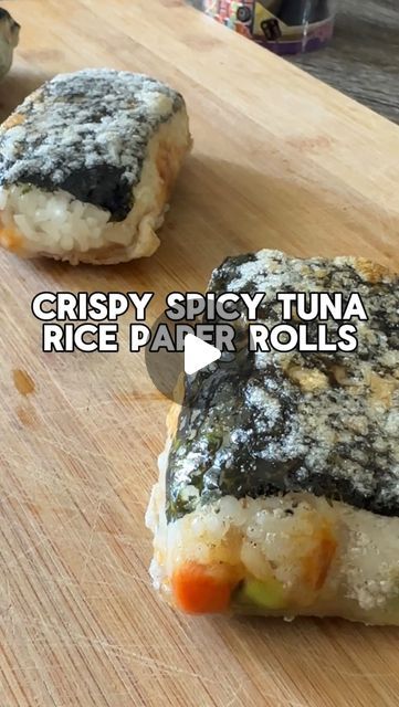 Vince Vasquez on Instagram: "Crispy rice paper rolls are an easy way to bring crunchy texture to some rice paper. We always have rice paper around because not only does it keep in the pantry for a while, it’s a great way to bring life to everyday meals. I used canned Korean spicy tuna for this recipe because it’s so good but if you don’t have that, mix in sriracha with your mayo for the tuna mixture! #foodreels #spicytunaroll #ricepaper #foodreels #ricepaperhack" Rice Paper Tuna Rolls, Rice Paper Tuna, Easy Rice Paper Recipes, Tuna Rice Paper Rolls, Recipes With Rice Paper, Crispy Rice Spicy Tuna, Crispy Rice Paper Rolls, Chicken Rice Paper Rolls, Rice Paper Rolls Recipes