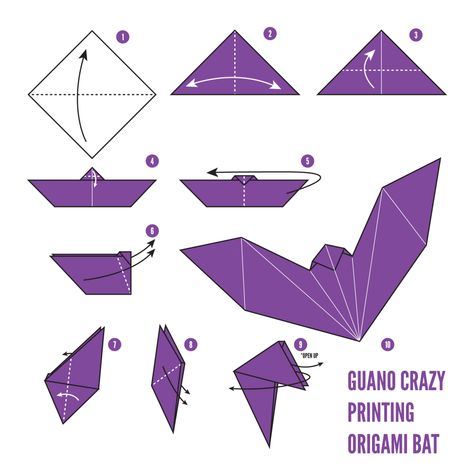 How to Fold an Origami Bat Bat Origami, Origami Bat, Bats For Kids, Halloween Origami, Papercraft Download, Paper Bat, Stationary Craft, Origami And Quilling, Origami And Kirigami