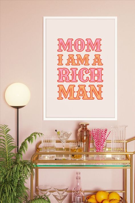 Man Digital Art, 70's Art, Dining Room Aesthetic, Art Self Love, Self Love Art, Old Money Aesthetics, I Am A Rich Man, Feminist Wall Art, Money Aesthetics