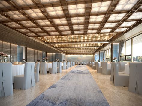 AMBER RESORT JEJU ballroom :: Behance Ballroom Interior Design, Ballroom Interior, Modern Ballroom, Art Centers, Function Hall, Modern Mountain, Dining Hall, Interior Rendering, Architectural Design