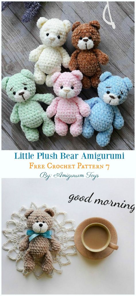 Crochet Plush Bear Pattern Free, Small Crochet Bear Pattern, Crochet Teddy Bear Pattern Free No Sew, Crochet Fast Amigurumi, Plush Bear Pattern, Free Crochet Stuffed Animal Patterns Easy, Crochet Bear Pattern Free Easy, Fluffy Crochet Animals Free Pattern, Plush Yarn Amigurumi